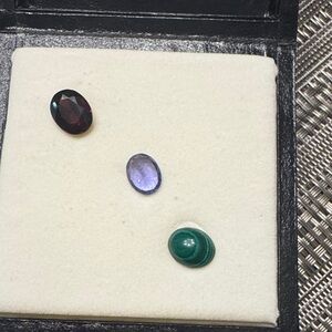 Trio of Gemstones - Purple, Green, and Dark Red
